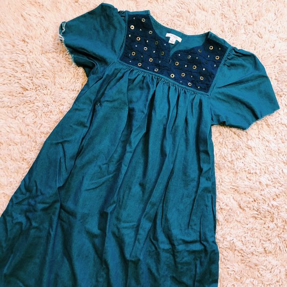 Go Softly Patio Dresses Go Softly Oversized Embellished Blue Denim